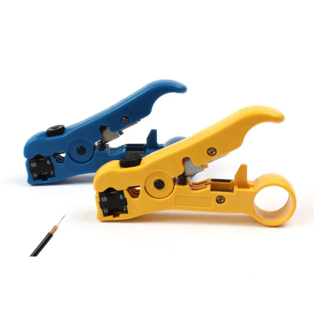 1pcs Yellow/Blue Cable Stripper  123x74x23mm Cable Wire Stripper Electric Stripping Tools for RG 59/6, RG 7/11