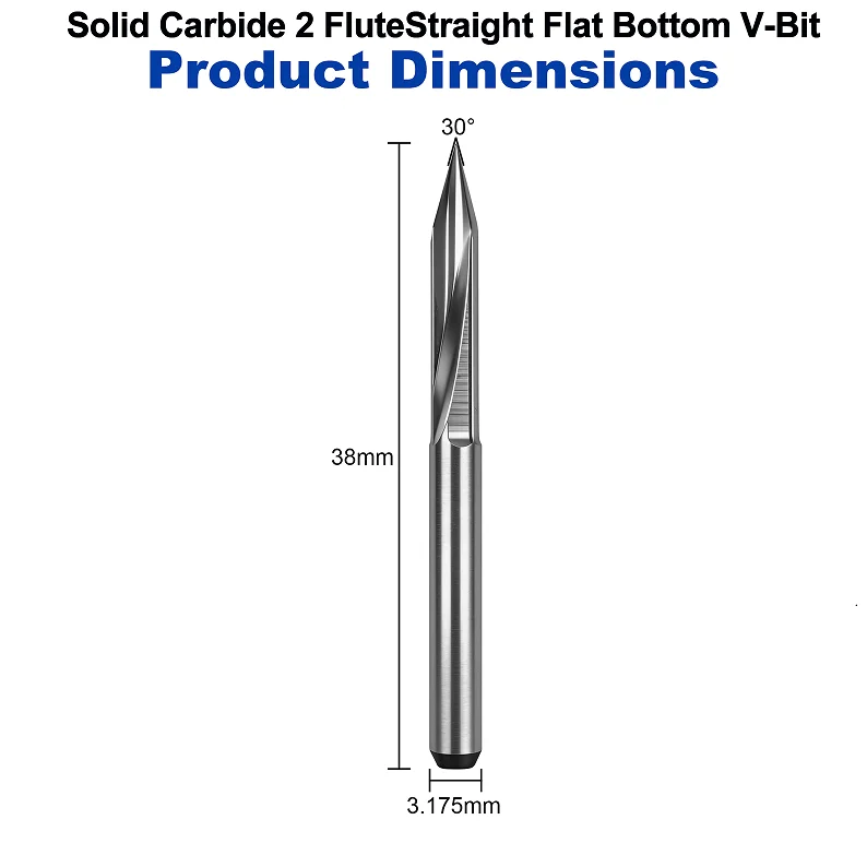 6mm 1/4-inch Shank Double-Edged Straight Flute Milling Cutter Flat-Bottom V-Bit Carbide Engraving Tool for Woodworking