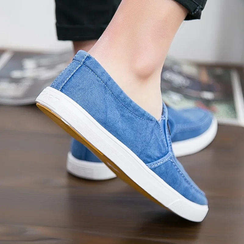 Men\'s Casual Shoes Breathable Canvas Denim Sneakers Men Walking Flats 2023 Spring Summer Lightweight Slip-on Loafers Shoes Man