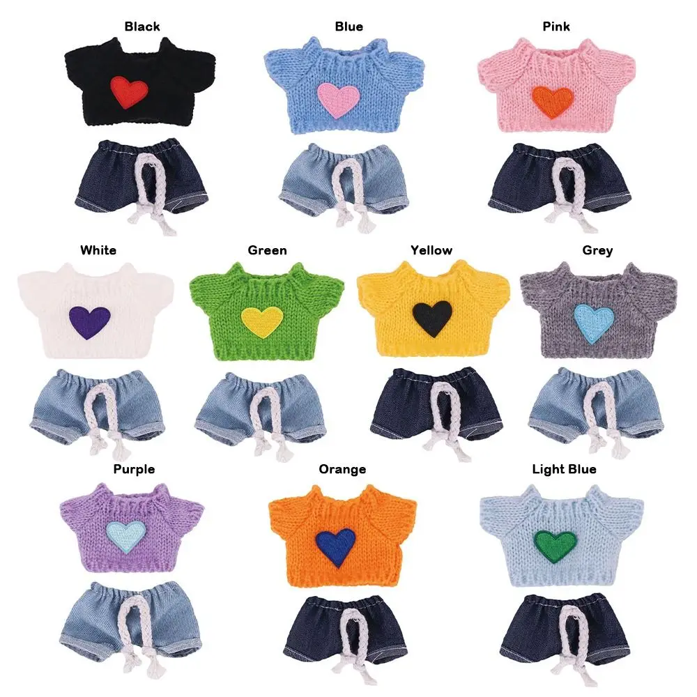 Ropa de muñeca multicolor de varios estilos, suéter de repuesto hecho a mano, conjuntos de pantalones vaqueros, Top de punto hecho a mano DIY para casa de muñecas