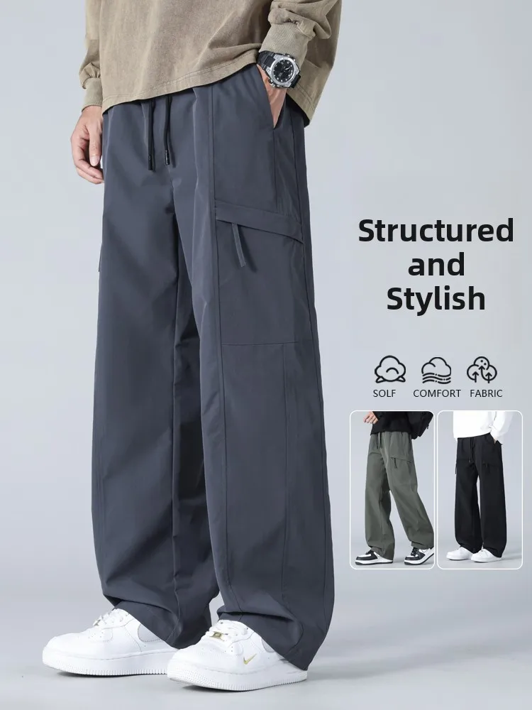 

Новые мужские повседневные рабочие брюки свободного прямого кроя для активного отдыха, осенние модные брюки из полиэфирного волокна