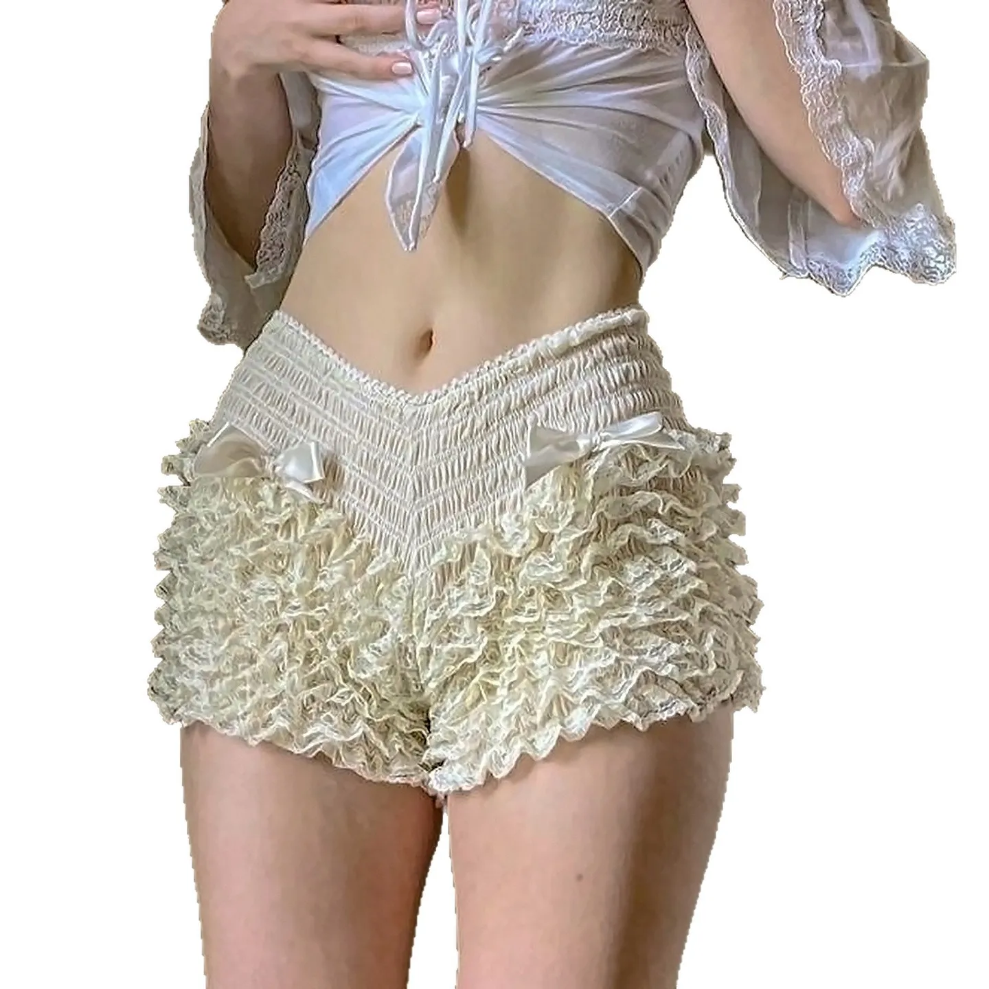 Herfst en winter nieuwe pure wens spice girl sexy lage taille shorts mesh stiksels textuur kant hotpants vrouwelijk