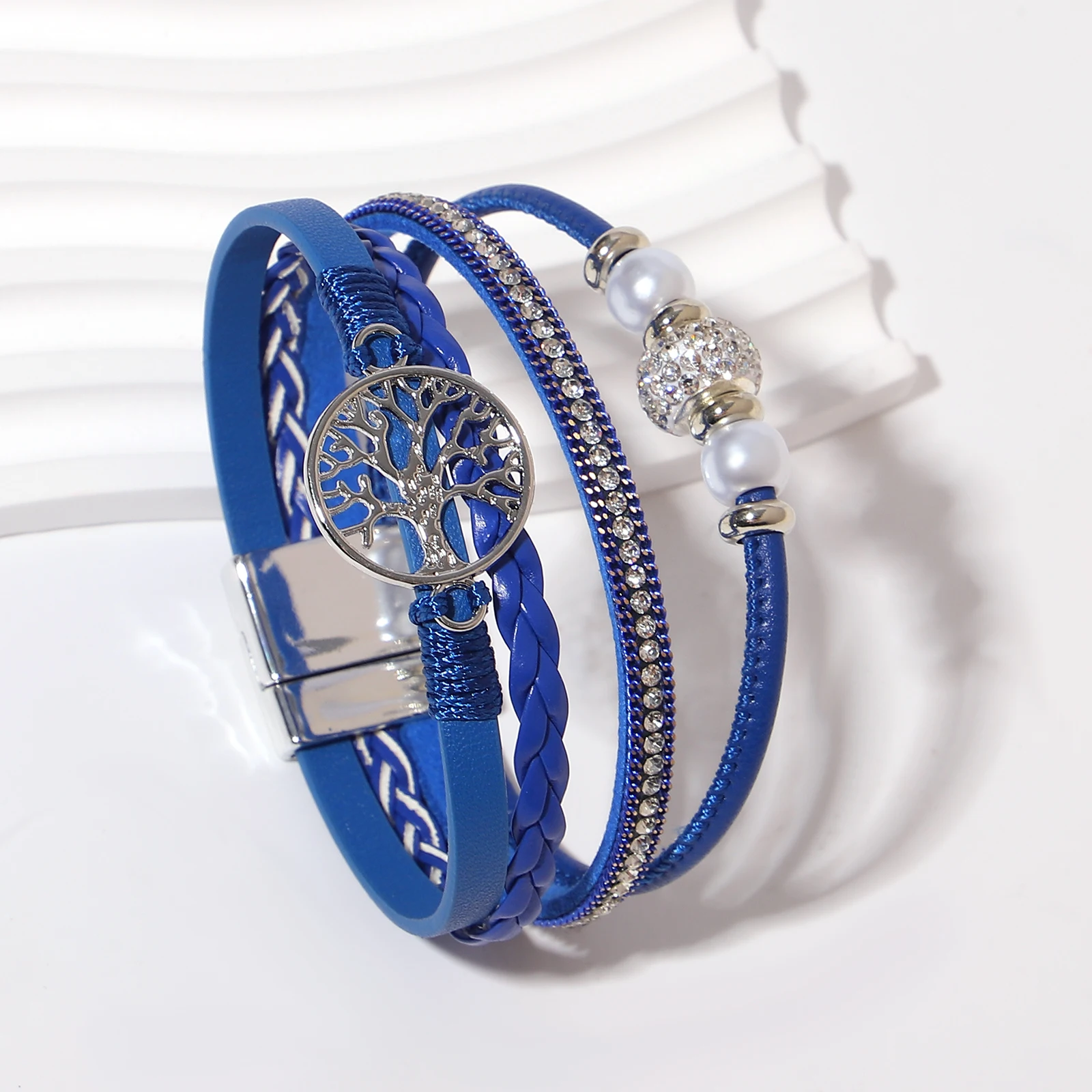 

Amorcome Vintage Tree of Life Leather Bracelet for Women Men Bohemia Multilayer Hand Woven Rope Chain Wide Bangle Jewelry Gift