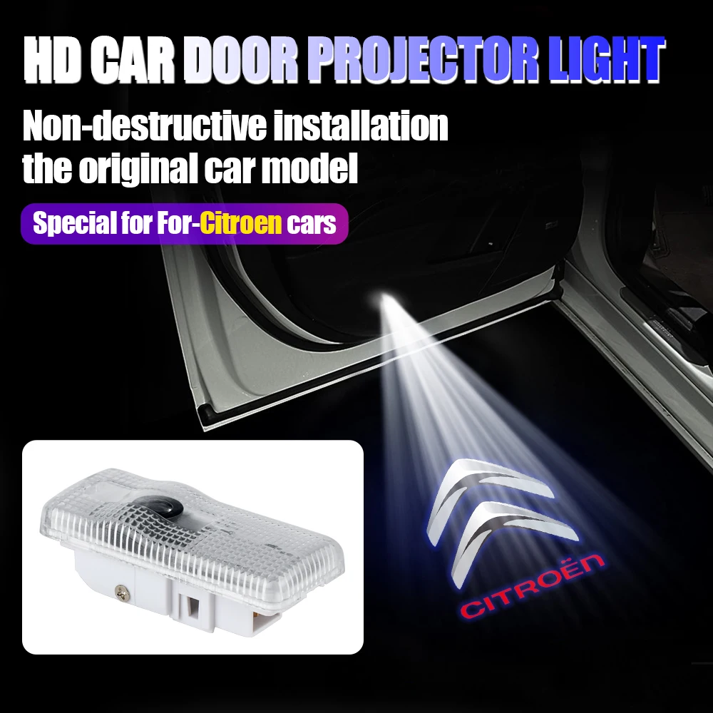 2PCS Luz de Boas-Vindas LED para Porta de Carro, Projetor de Luz, Acessórios Automotivos para Citroen C3 Aircross C5 C4 Sega Berlingo Picasso C-ELYSEE C1