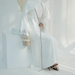 Eid dwuczęściowa damska Dubai Abaya elegancka muzułmańska sukienka Femme wieczorowa impreza Jalabiya islamska indyk sukienki marokański Kaftan szata