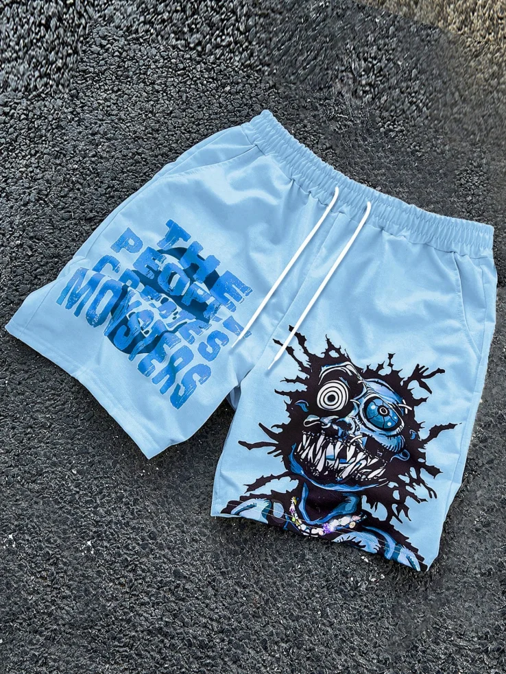 

Men's funny avatar printing fitness beach daily casual sports style breathable quick-drying sweat-absorbing men's shorts