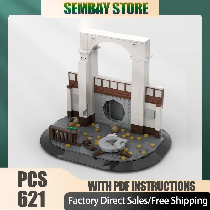 Modelo de escena famosa, ladrillos de construcción Moc, escenas modulares de batallas en bancos, bloques tecnológicos, juguetes DIY de Navidad, regalos de construcción
