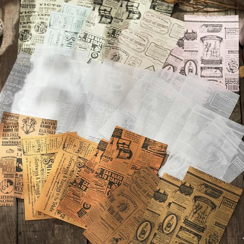 30 Sheets/pack Junk Journal Material Kraft Paper Retro Mange Series Vintage Scrapbooking Diary DIY Decorative Backing Paper