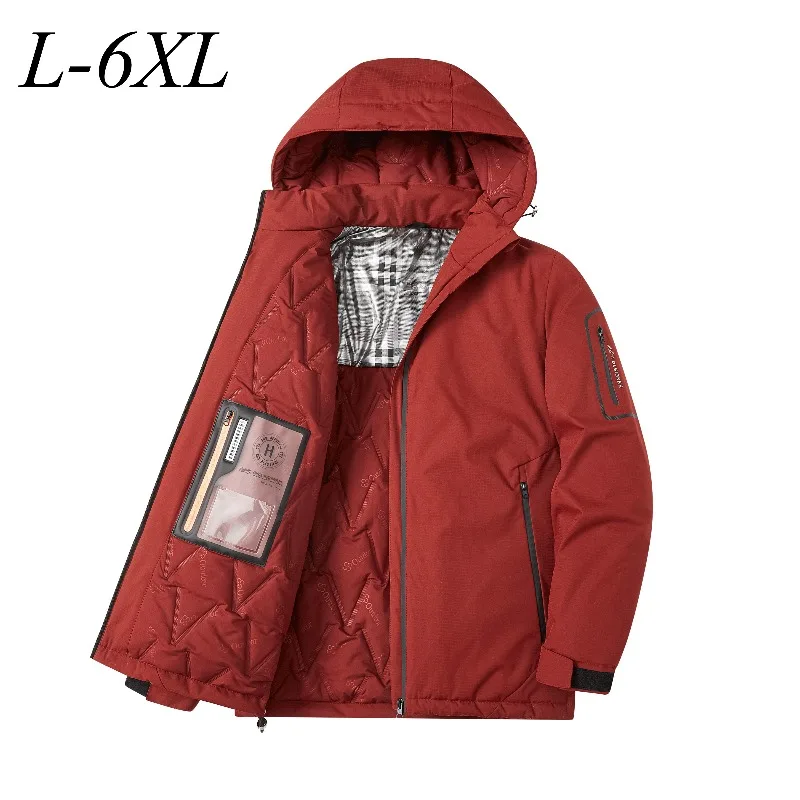 

Plus Size Mens Padded Jacket Casual Hooded Outdoor Skiing Thick Warm Parka 2025 Solid Color Travel Lightweight Winter Clothing