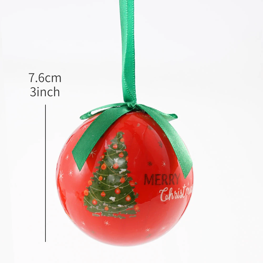 Christmas Ball Tree Hanging Ornaments Santa Snowman Pattern Red White Ball for Xmas Tree Decor Holiday Party Wedding Decoration
