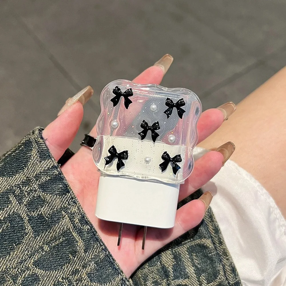 Kawaii милый металлический тюльпан с блестящей волнистой рамкой, эпоксидная смола, USB-защитная крышка для iPhone, 18 Вт/20 Вт, шнур для линии передачи данных, чехлы для быстрой зарядки