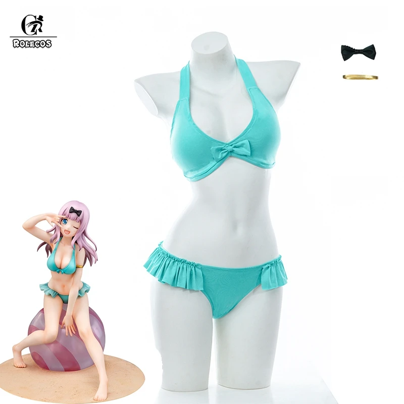 ROLECOS Kaguya-sama Love is War Chika Fujiwara Swimsuit Bikini Fujiwara Chika Cosplay Costume Woman Sexy Swimwear Halloween