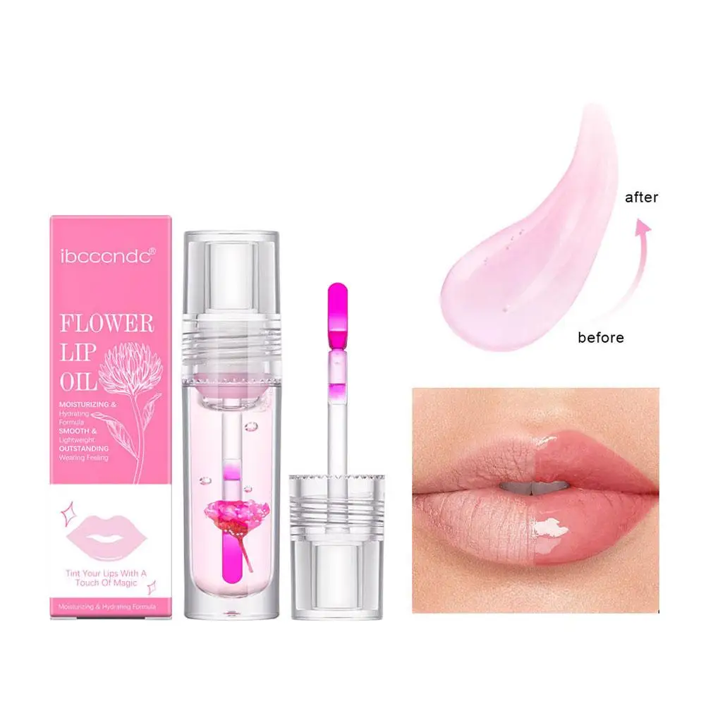 Óleo para lábios com pincel de maquiagem, bálsamo labial, cosméticos nutritivo, brilho labial hidratante, óleo duradouro, bálsamo labial quente, L4T4