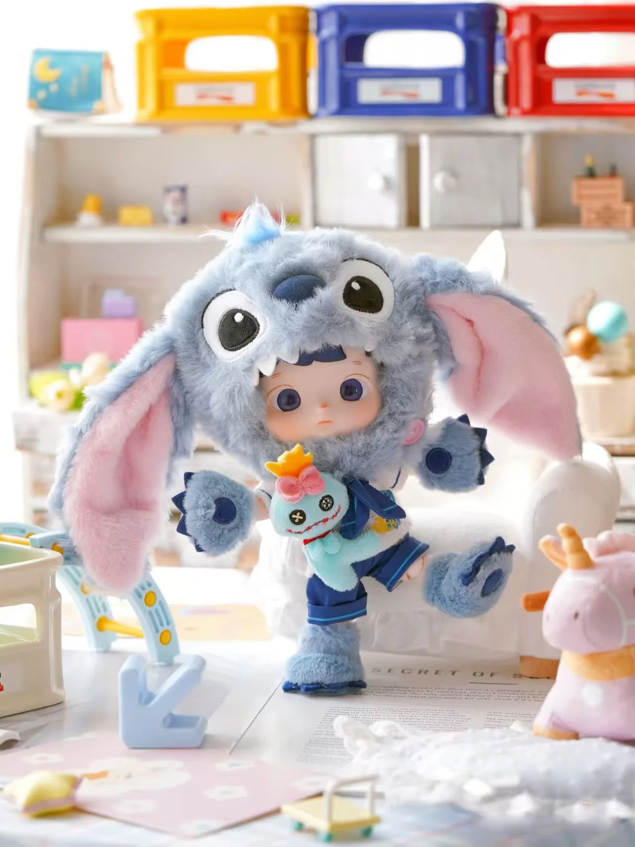 

Bubble Mart Hacipupu Stitch Scale Mobile Doll Plush Blind Box Toy Handmade Movable Action Figure Desktop Collectible Ornament