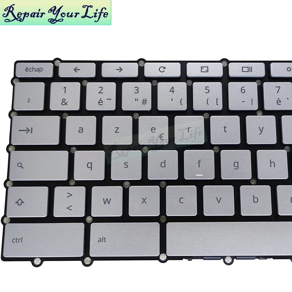 AZERTY French Backlit Keyboard For ASUS Chromebook C434 C434TA C425 C425TA FR Nordic Laptop Keyboards Silver Keycap 0KN1-7E1FR12