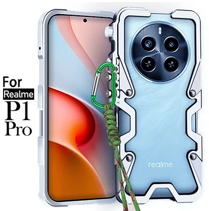 

Luxury aluminum alloy hollow heat dissipation Phone Case For Realme P1 Pro Fall prevention For Realme RMX3870 RMX3844