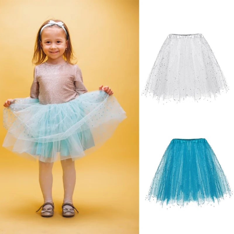 

Adult Women's Skirt Ballet Dance Elastic 3 Layered Tulle Tutus with Sequins Retro 80s Skirts Gifts Dropshipping