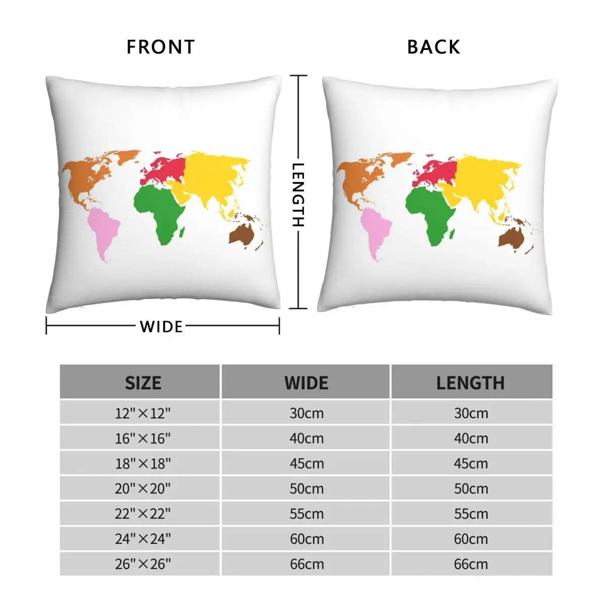 Montessori World Map Square Pillowcase Polyester Linen Velvet Pattern Zip Decorative Throw Pillow Case Home Cushion Cover