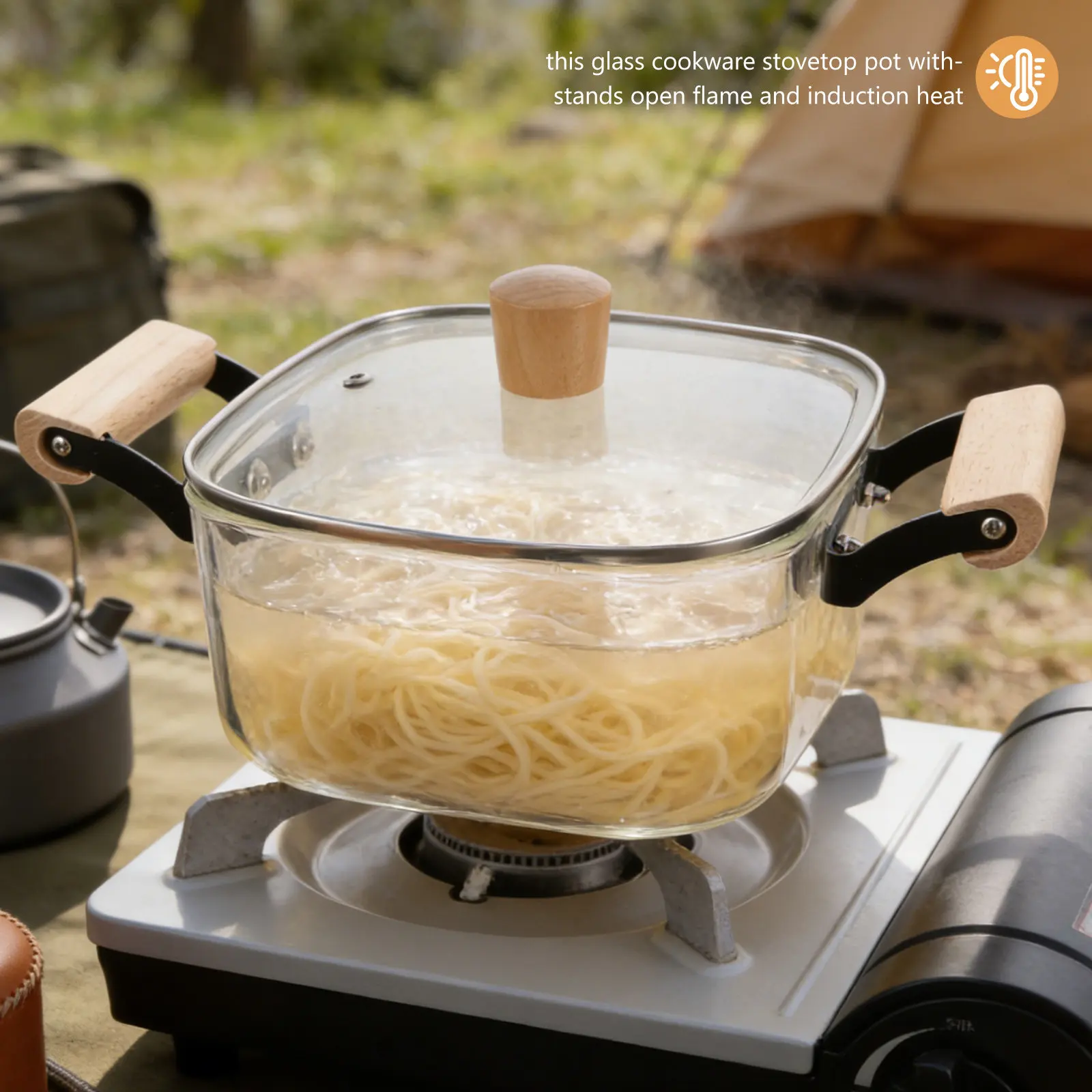 3.5L Glass Double Ear Saucepan Clear Cooking Pot Stove Simmer Soup Milk Food Boiler Pot Clear Pots and Pans