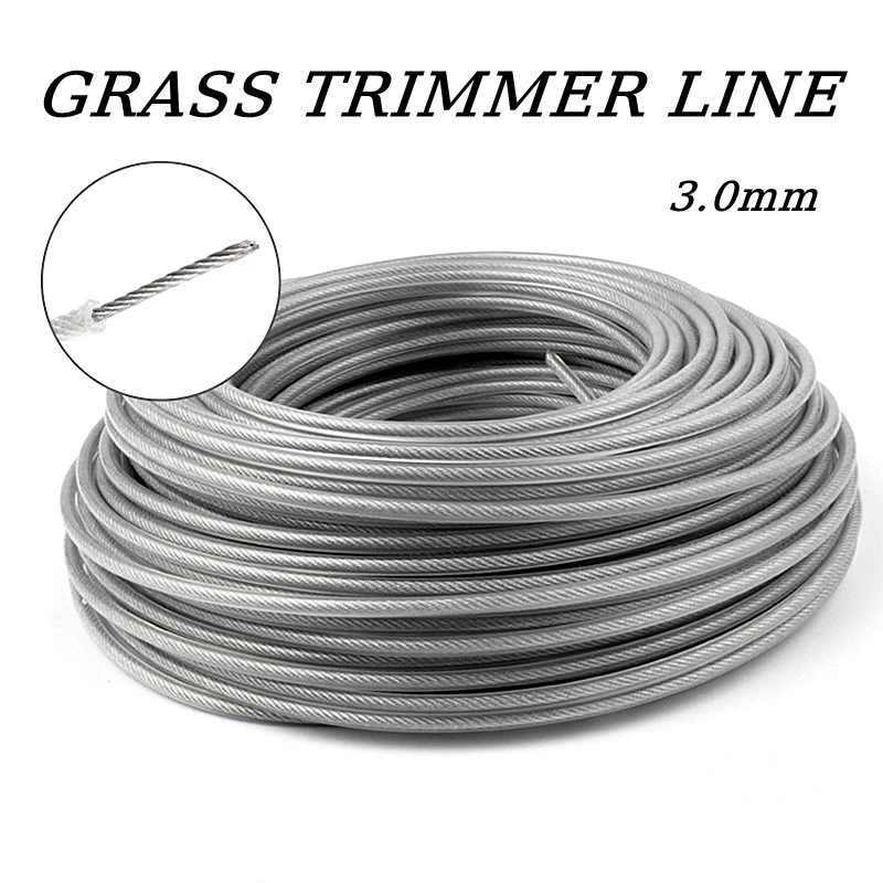 Lusqi 5m/10m/15m Stahldraht Nylon Grass ch neider Linie Freis ch neider Trimmer Seil Rasenmäher Schnur lange runde Rolle Gras Ersatz