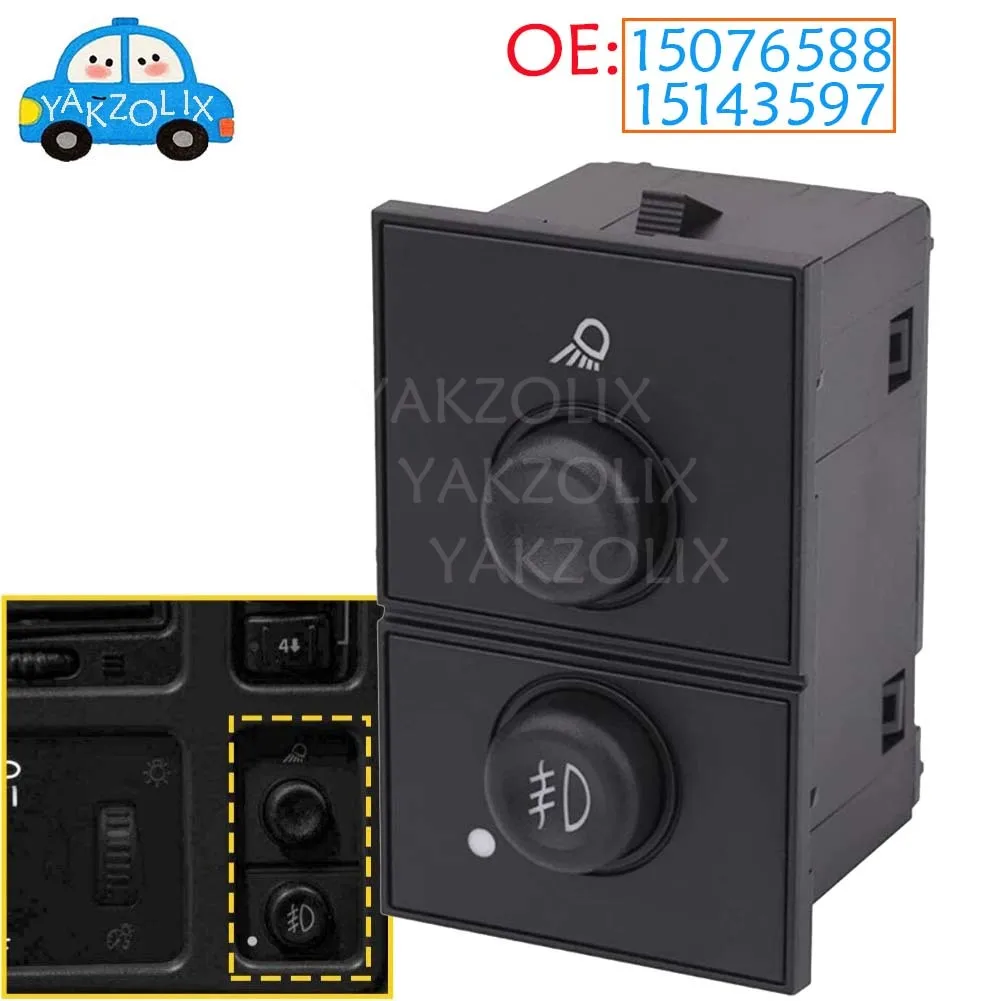 For Chevy Avalanche Silverado Suburban Tahoe GMC Sierra Yukon Cadillac Escalade Headlight Fog Lamp Control Switch 15076588