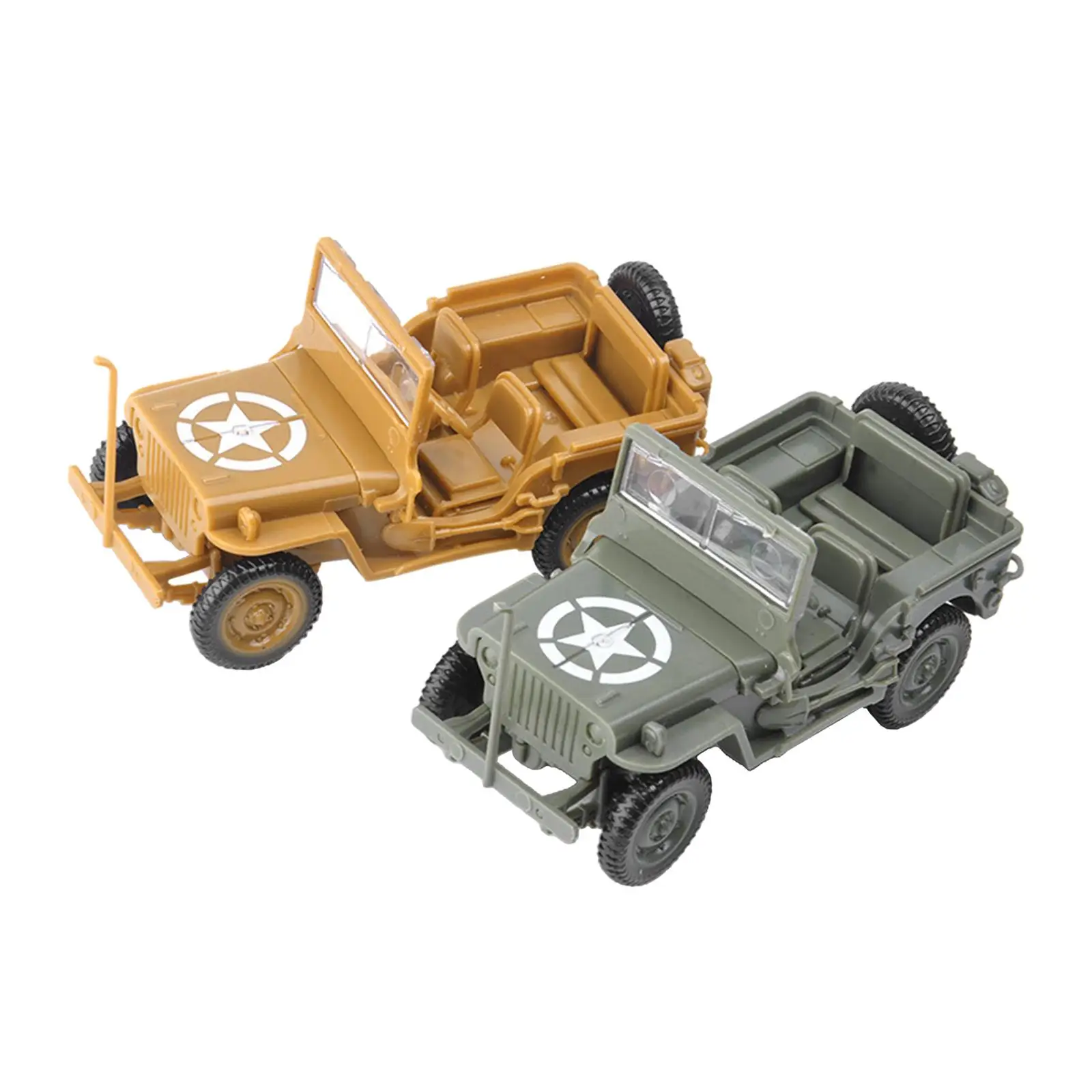 2 Pieces 4d Off-Road Car 2-Color Set Collectibles Decoration Puzzle Game Quick Interlocking 1:48 Jeep Model Toy for Willis