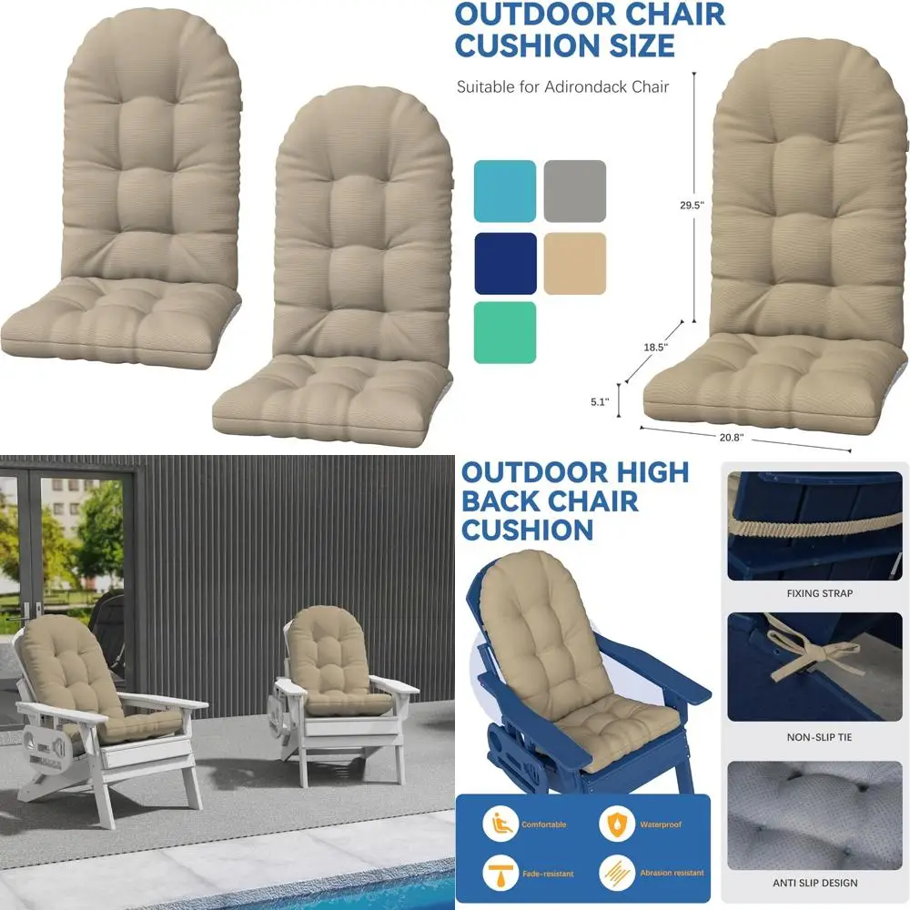 

thickened waterproof patio chair cushion set, uv-protected, 41.72x17.71x4.72 inches, khaki