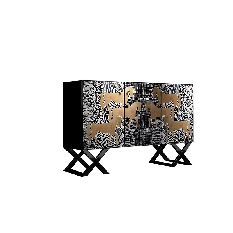 

American retro style porch cabinet antique style dining side cabinet hand-painted home partition living room decorative storage