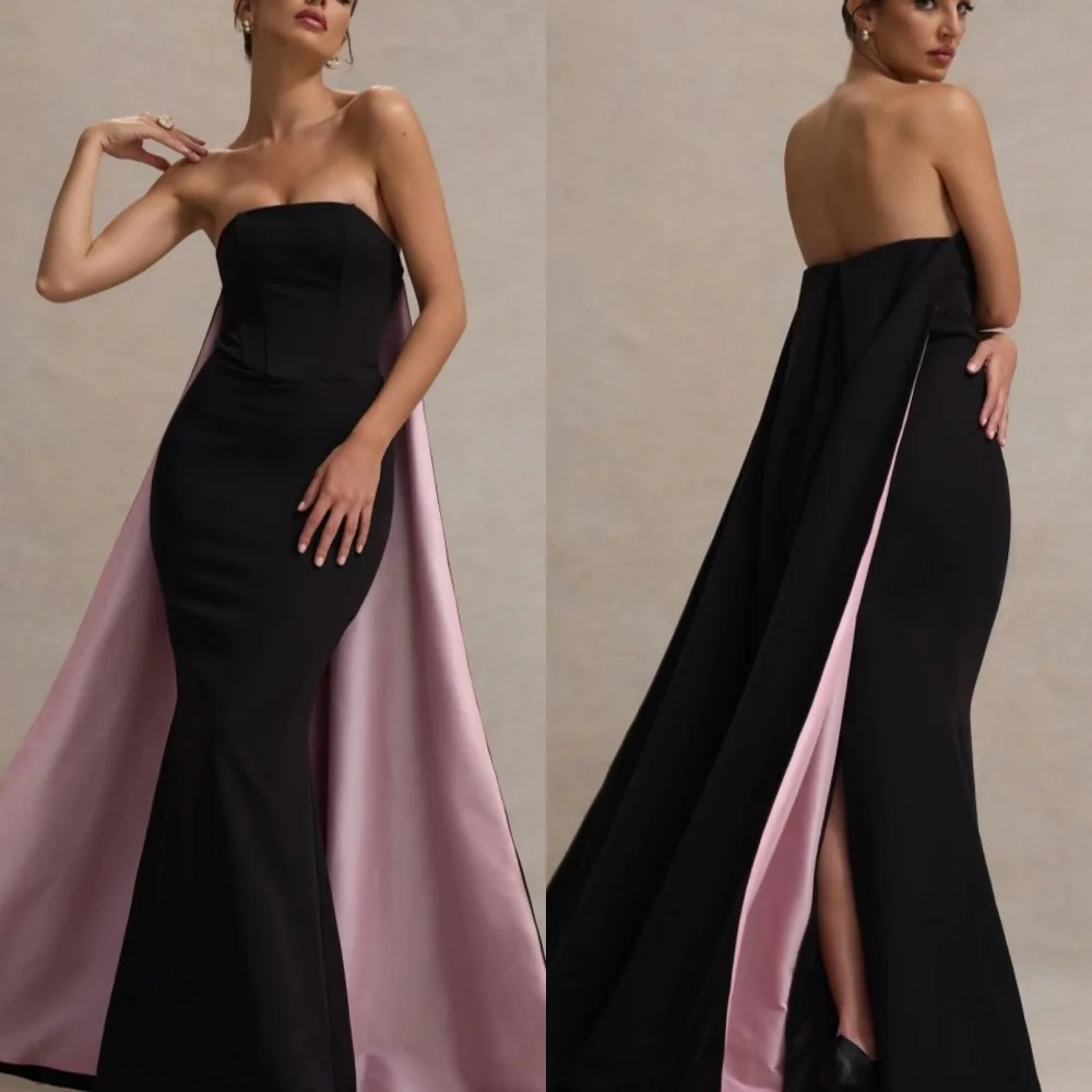 

Customized Formal Jersey Pleat Trumpet Strapless Long Dresses Homecoming Dresses Pastrol Sparkle High Quality