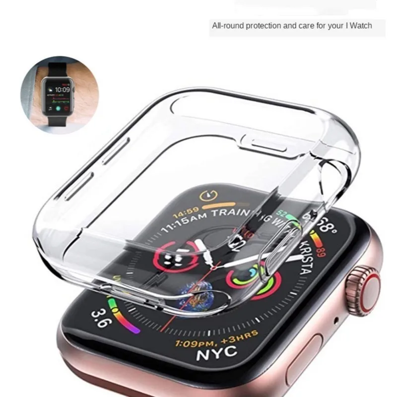 غطاء كامل من البولي يوريثان لساعة ابل ، حافظة سيريس 8 ، 41 مللي متر ، 45 مللي متر ، 42 مللي متر ، 38 مللي متر ، واقي شاشة ممتص للصدمات ، سمارت اي واتش 7 ، 6 ، 5 ، 4 ، 3 ، SE, 44 مللي متر, 40 مللي متر