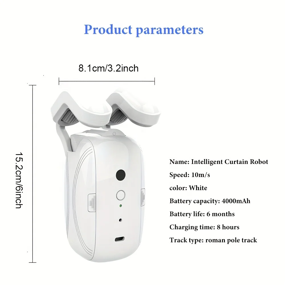 2pcs Wi-Fi Smart Curtain Robot with Voice Control, Roman Rod Track, App Remote Control, Alexa & Google Home Compatibility