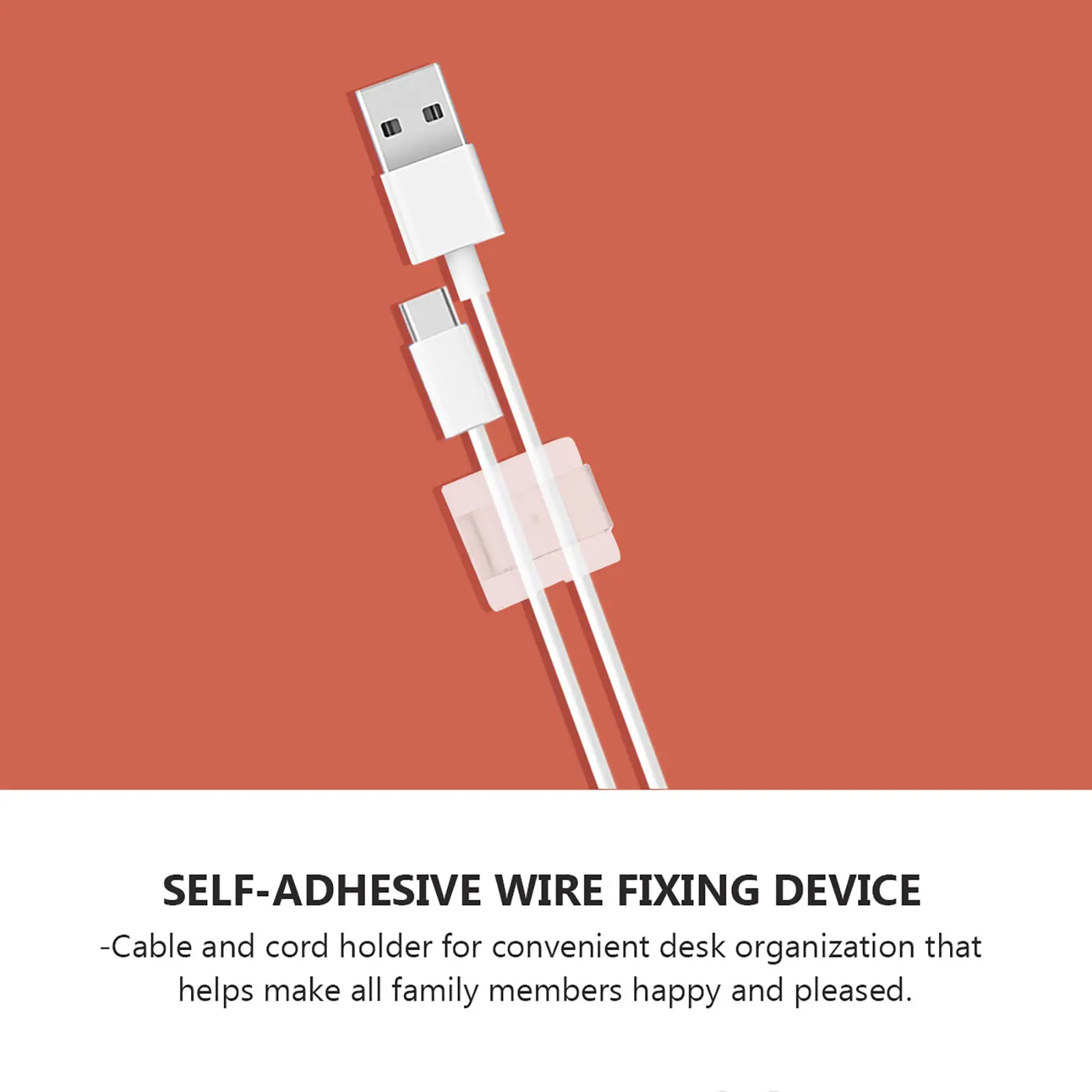 

50pcs Plastic Self-Adhesive Cable Holder Square Shape Cord Organizer For Headphone Data Cable Management Clip Storage