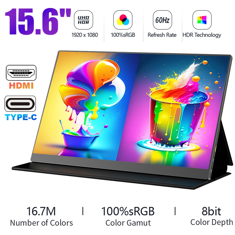 

15,6 дюймовый IPS портативный монитор 1920x1080 сенсорный ЖК-экран, игровой HDMI USB C Дисплей для ПК, ноутбука, переключатель, телефон PS4