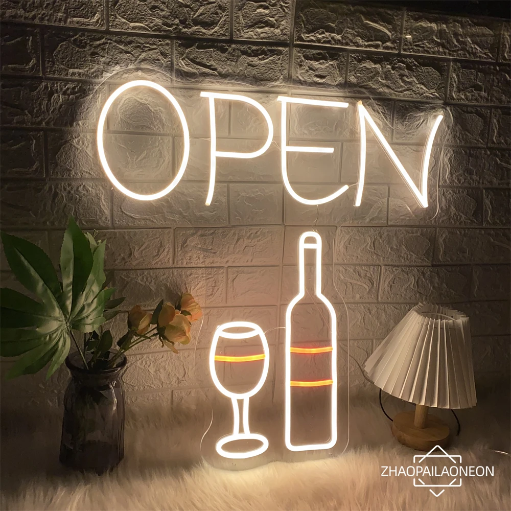 Wine Neon Led Sign Art Wall Hanging Garden Wedding Open Room Decor LED Neon Lights Home Bedroom Bar Restaurant Decoration Signs