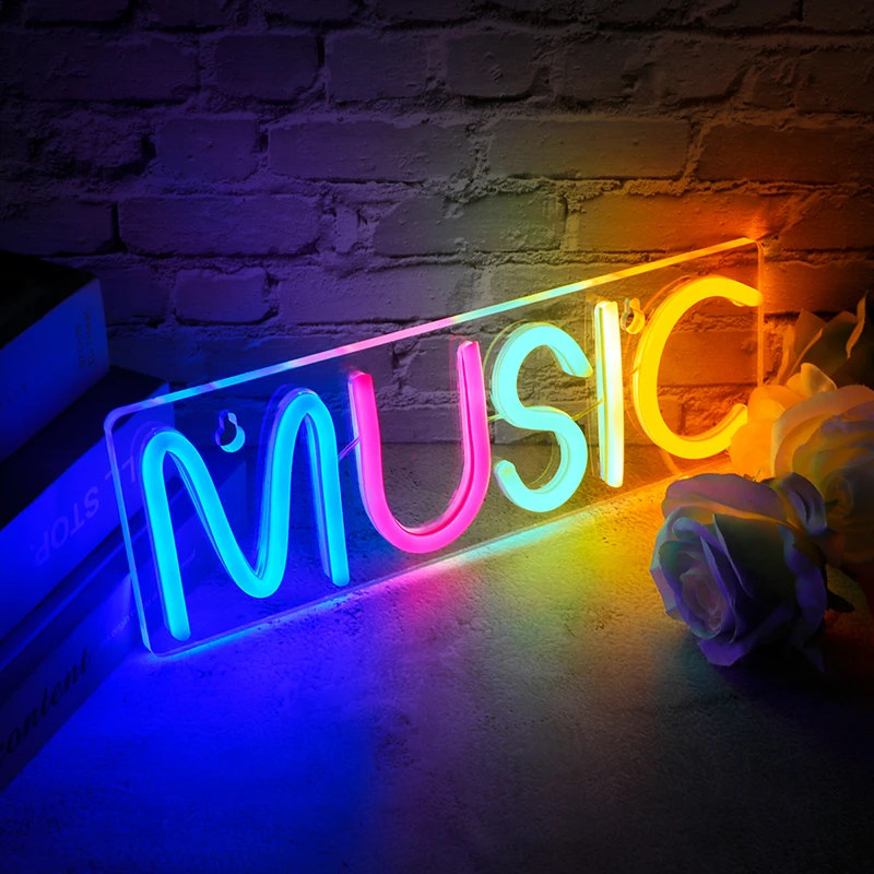 

Music Neon Sign Music LED Neon Lights Letters Neon Light Sign Neon Bar Sign Light up Sign for Beer Bar Music Bedroom Wall Decor