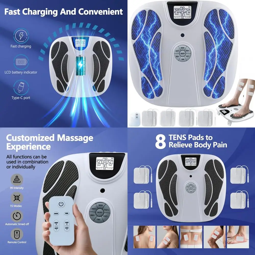 

Rechargeable EMS Foot Stimulator for Neuropathy Relief, TENS Muscle Stimulation for Plantar Fasciitis, Swelling, and Pain Manage