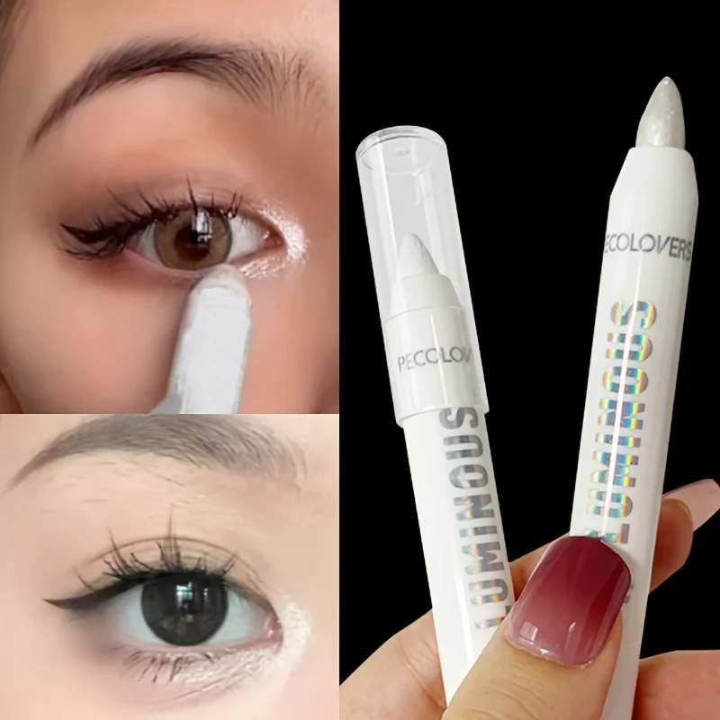 قلم تحديد لامع لؤلؤي غير لامع أبيض فضي ألماس لامع لتفتيح الجفن تحت تجعد ظلال العيون عصا مكياج الوجه