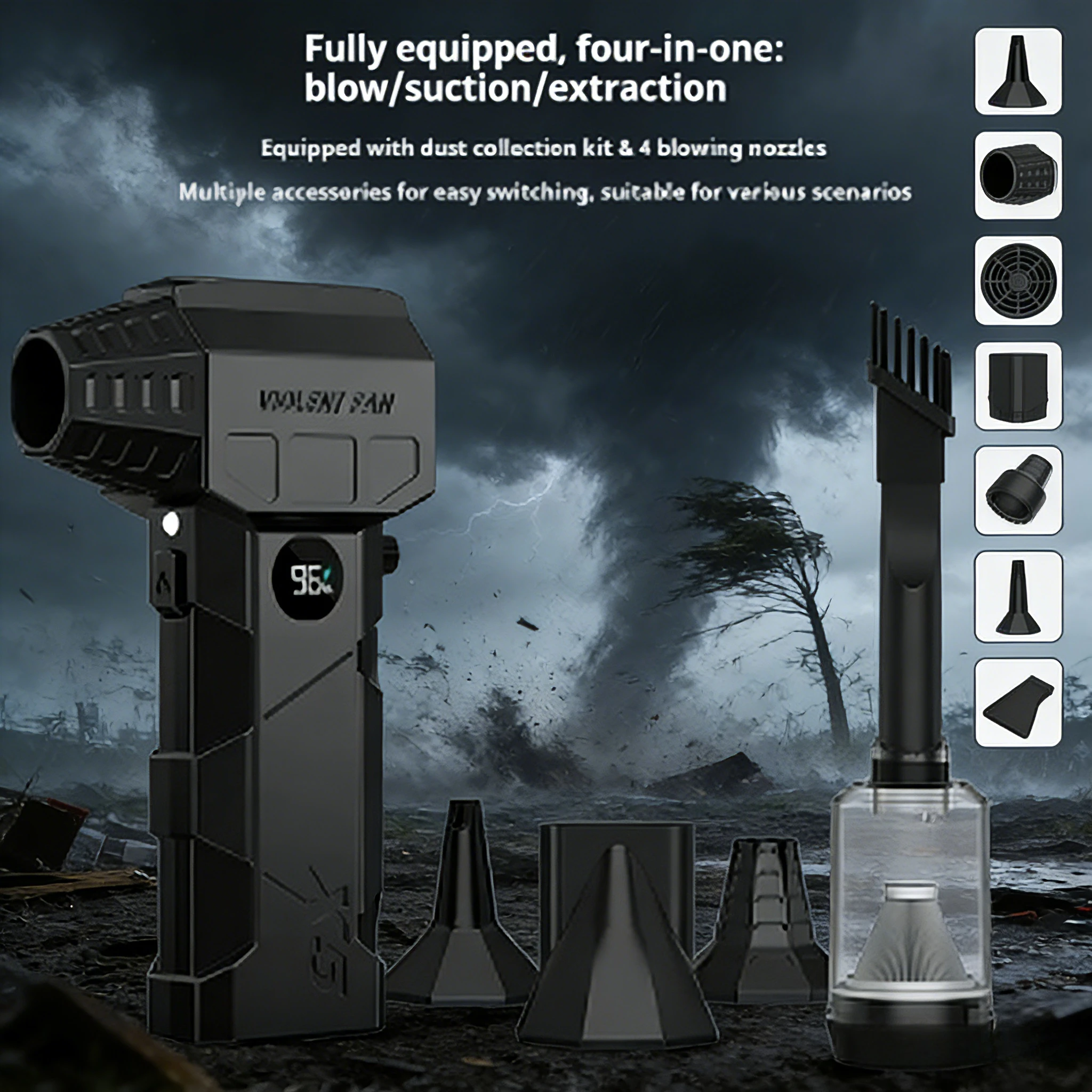 57m/s Typhoon-Grade X5 Fan – 240W Brushless Motor | 8000mAh Rechargeable Camping Tool