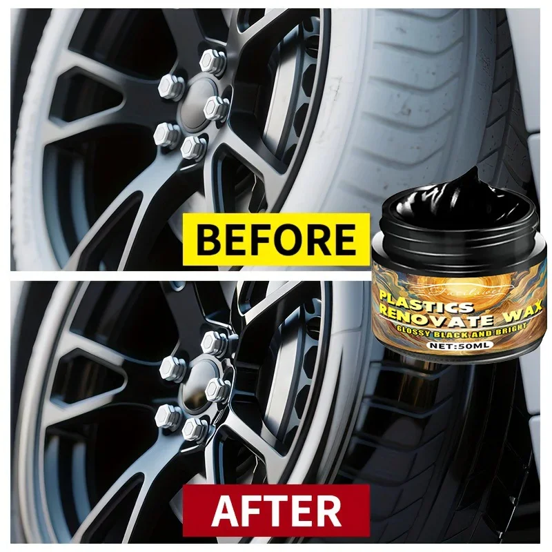 Fasilawei Premium Car Tire Shine Wax 50g, Wheel Care, Tire Refining Wax, Plastic Part Repair, Interior Finishing Wax, Perfect Gl
