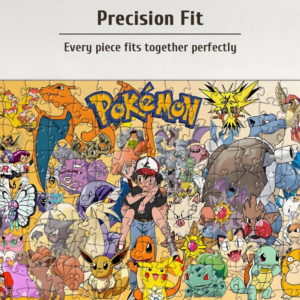 Drewniana układanka z motywem Pokemon Pikachu - zabawka edukacyjna w różnych rozmiarach: 108/200/300/500/1000 elementów.