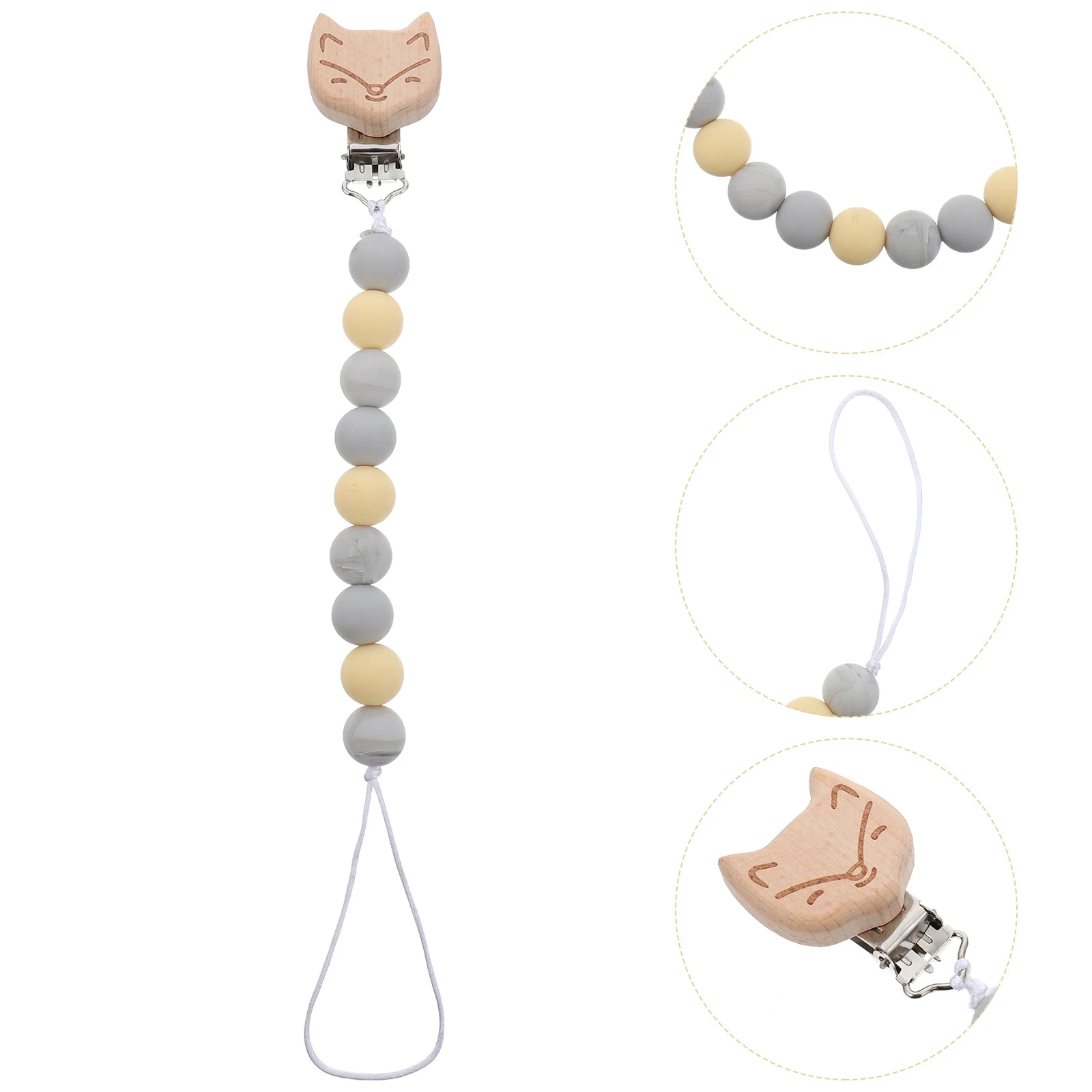 

1 шт., зажим для детской соски, деревянная силиконовая бусина, цепочка для прорезывания зубов, держатель, портативный зажим для соски, цепочка для прорезывания зубов для младенцев