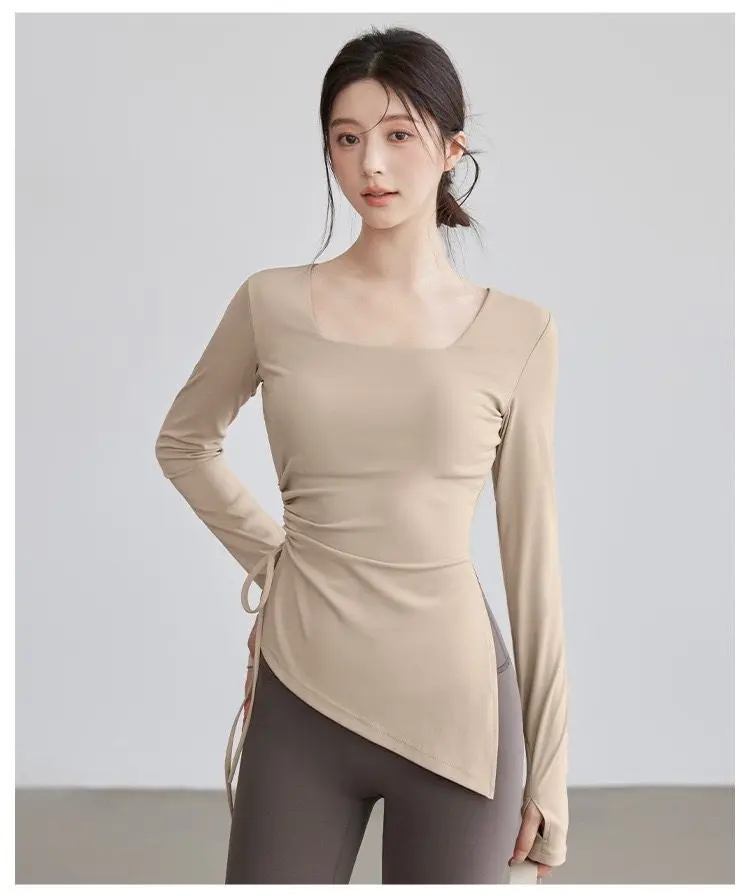 Herbst-Winter Yoga-Bekleidung, Taillenformend, Lauf- und Fitness-Langarmshirt, Professionelles Trainings-Pilates-Oberteil, Atmungsaktiv, Schnelltrocknend – Detail 8