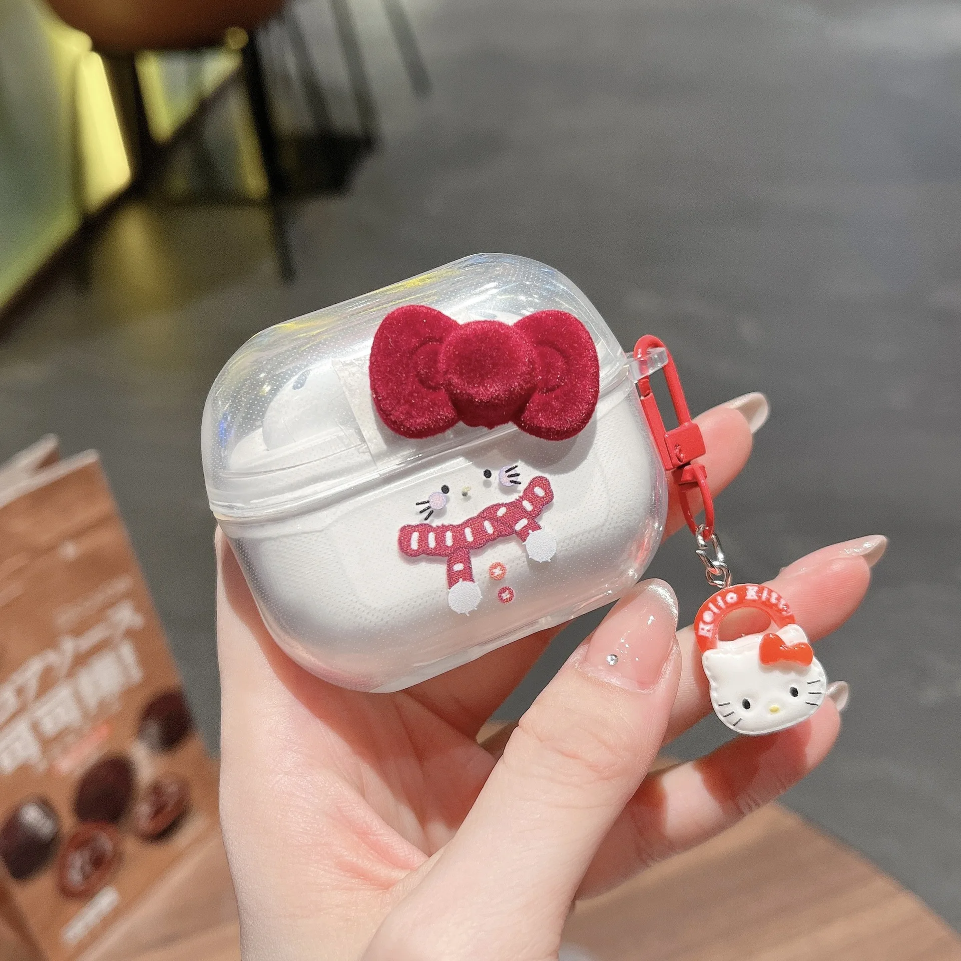 

Cute Cartoon Kitty Bow Earphone Case For Samsung Galaxy Buds 3 / Buds 3 Pro Wireless Headset Clear Soft TPU Protective Cover