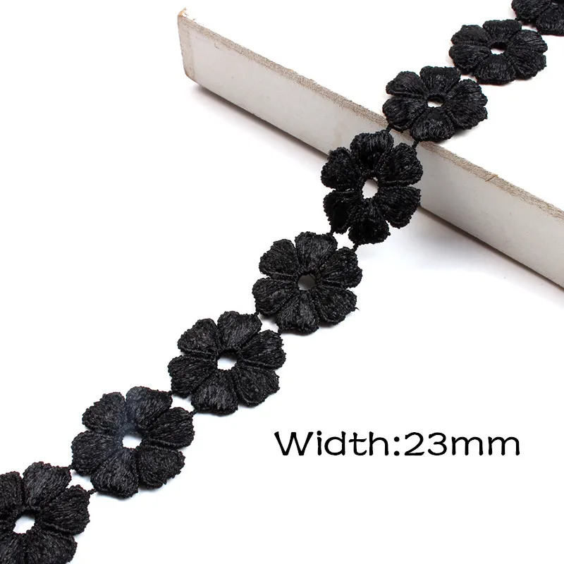 2Yards/Lot Knitted Embroidered Lace Fabric Black Handmade Ribbon Trims DIY Underwear Jewelry Patchwork Garment Accessories