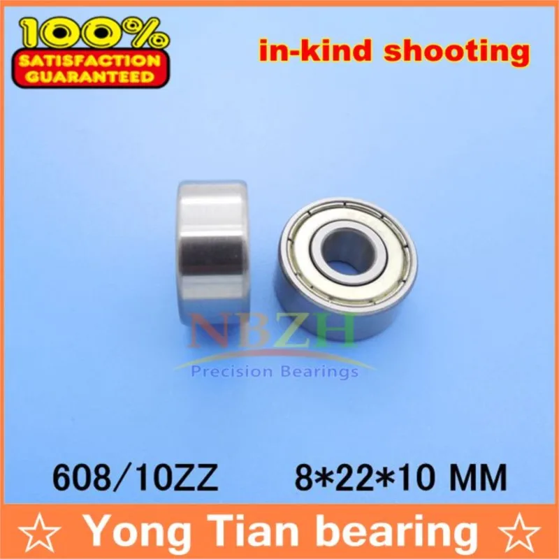 Double shielded non-standard widening miniature deep groove ball bearings 608/10ZZ 8*22*10 MM W608ZZ 608W10ZZ 608ZZW10 608