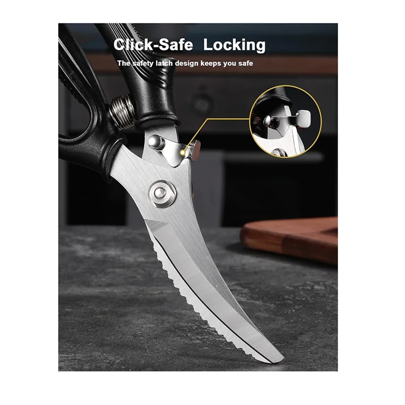 ABZV-مقصات الدواجن مقص المطبخ شديد التحمل مع مقبض زنبركي مضاد للانزلاق للدجاج والديك الرومي للحوم