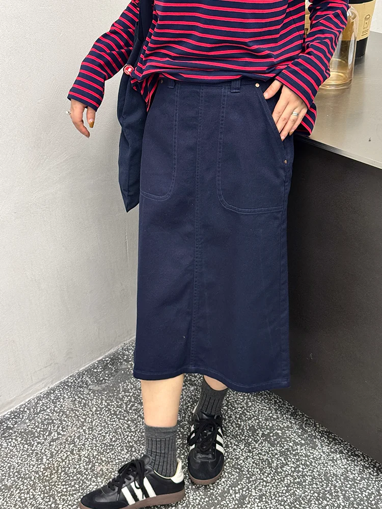 

Slimming Mid-Length A-Line Skirt Beige Cotton Casual High Waist Spring Summer New Sle Women's Skirt Commute Friendly