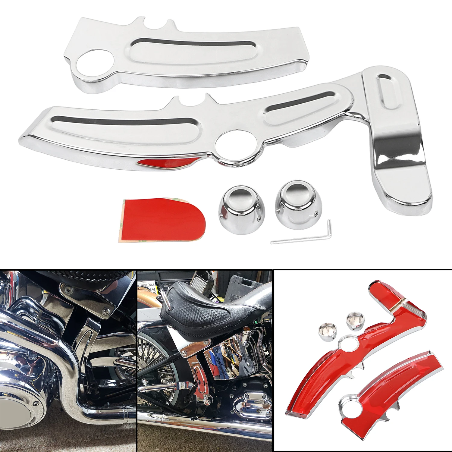 

Motorcycle Chrome Boomerang Frame Covers For Harley 2008-2017 Heritage Softail Classic FLSTC Standard FXST Custom FXSTC