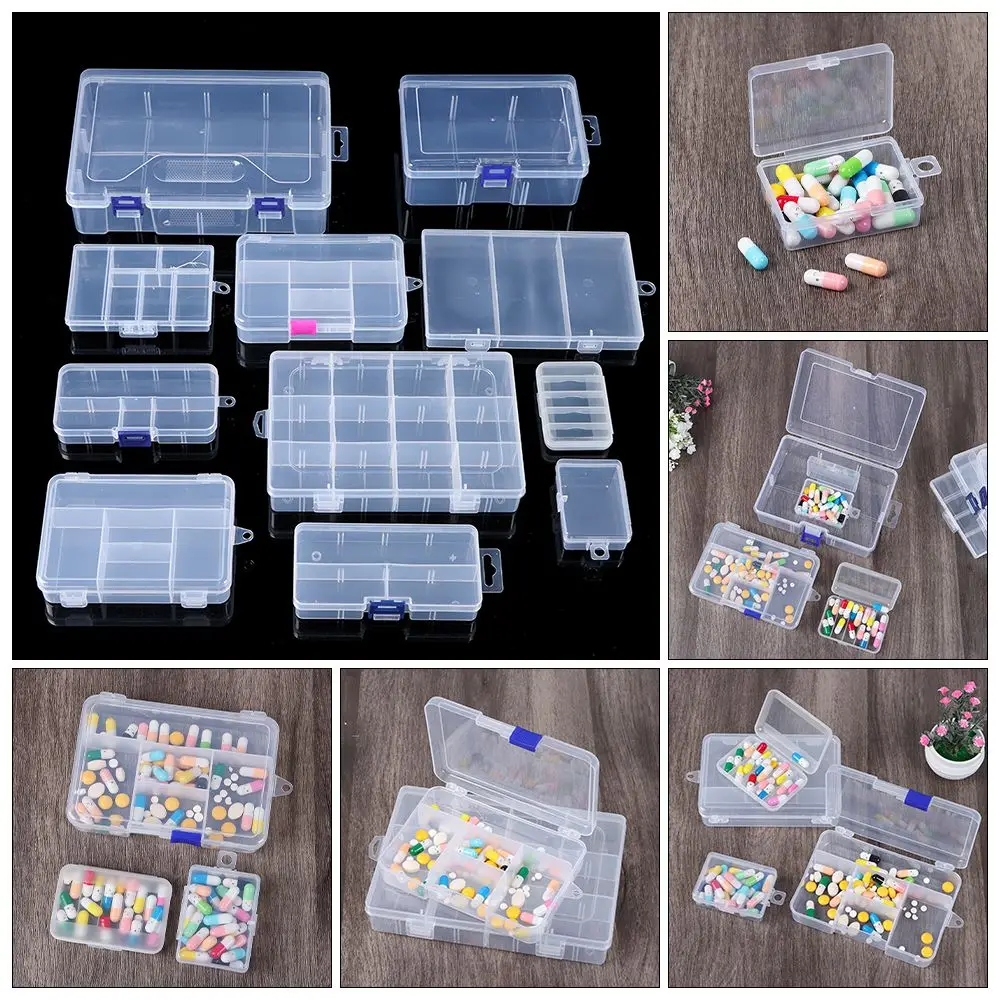 12 Styles Small Square Clear Plastic Storage Box For Jewelry Diamond Embroidery Craft Bead Pill Home Storage Supply