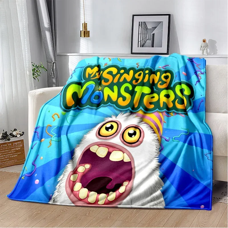 My Singing Monsters Video Game Cartoon Miękki pluszowy koc, flanelowy koc do salonu Sypialnia Sofa Piknik